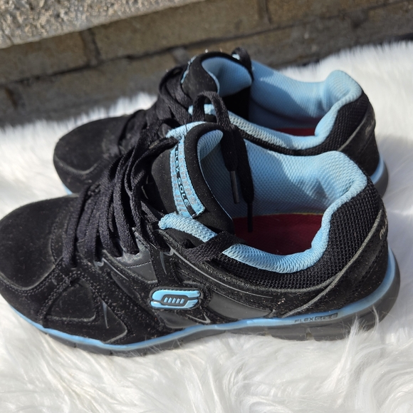 Skechers Work Shoes Women's Flex Sole Size US 7.5 Black & Blue Alloy Toe - Picture 4 of 14